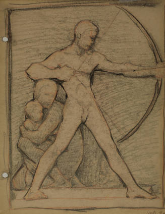 Design study for Equitable of Iowa Medal: Man shooting bow and arrow II
