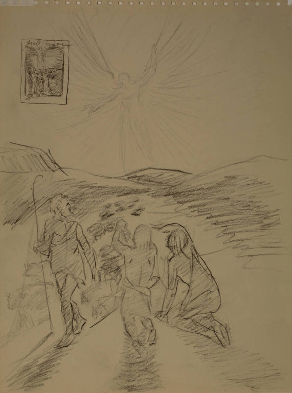 Julegranen: Sketch of religious figures