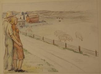 Farmer and his wife looking over their land