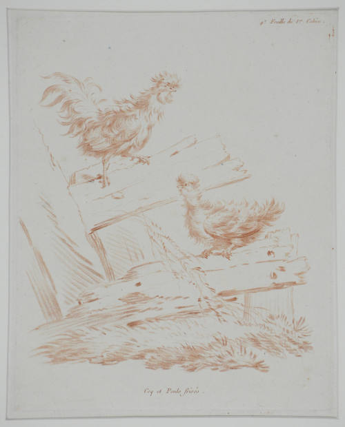 Cog et Poule a Crete dore