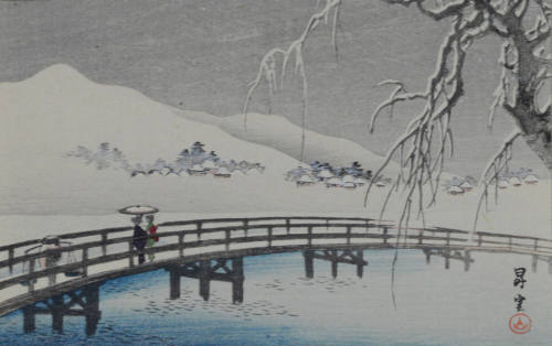 Bridge and Mountains in Winter