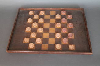 Checkerboard with checker pieces