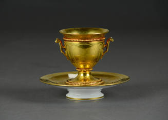Two-Handled Cabinet Cup and Stemmed Saucer/Stand