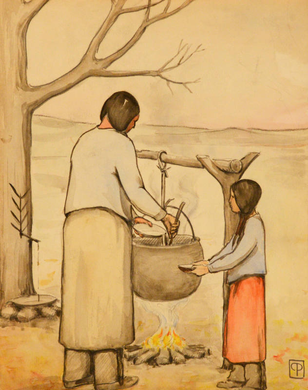 Cha-Ki-Shi: The Woman Sitting and Maple Sugar Making