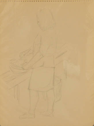 Woman washing dishes