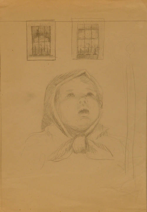 Julegranen: Christmas sketch of a girl