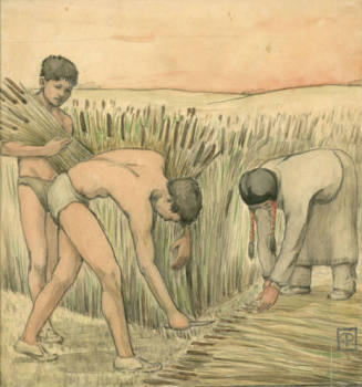 Cha-Ki-Shi: The Woman and Men Gather the Cattails