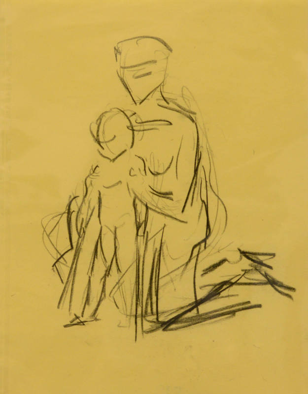 Kneeling female and child