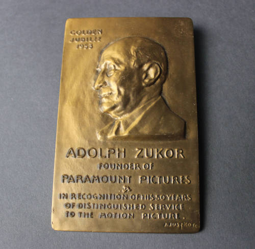 Adolf Zukor Golden Jubilee Plaque