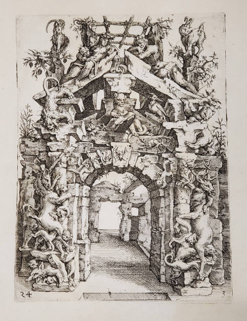 Rustic portal (#24)  from Architectura von Ausstheilung, Symmetria und Proportion der fünff Seulen, Nürnberg, Hubrecht & Balthasar Caymox