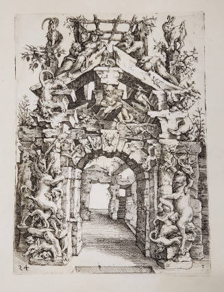 Rustic portal (#24)  from Architectura von Ausstheilung, Symmetria und Proportion der fünff Seulen, Nürnberg, Hubrecht & Balthasar Caymox