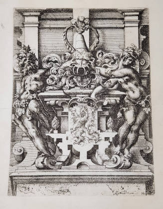Coat of arms (Wildmen) (#38) from Architectura von Ausstheilung, Symmetria und Proportion der fünff Seulen, Nürnberg, Hubrecht & Balthasar Caymox
