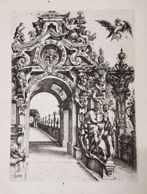 Garden gate (#152) from Architectura von Ausstheilung, Symmetria und Proportion der fünff Seulen, Nürnberg, Hubrecht & Balthasar Caymox