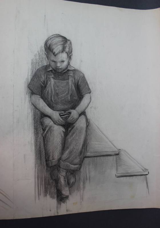 Kentucky Trip: Young boy sitting on a step