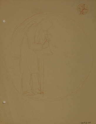 Study for Eli Lilly & Company Research Award: Two sketches of a person working with a microscope