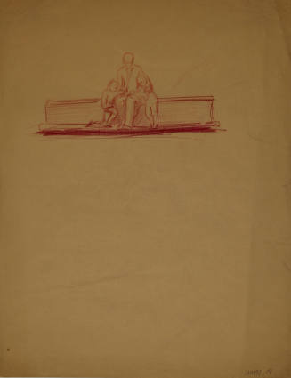 Man and Two Children on Bench