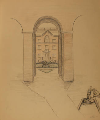 Study for Reclining Nudes: Archways of a building
