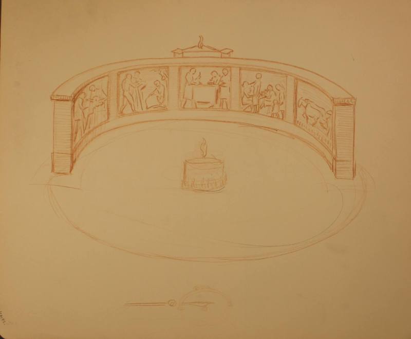 Study for Amphitheater: Flame of learning