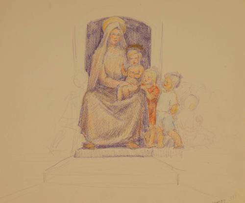 Study for Madonna of the Schools: Figure studies