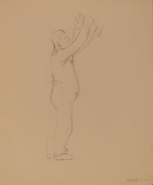 Man with arms raised