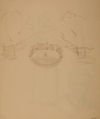 Study for Campus Entrance: Figures and fountain