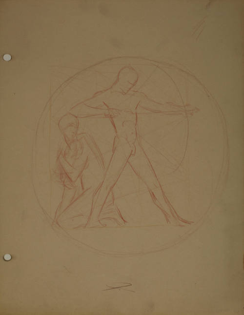 Design study for Equitable of Iowa Medal: Man shooting bow and arrow I