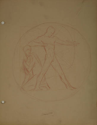 Design study for Equitable of Iowa Medal: Man shooting bow and arrow I